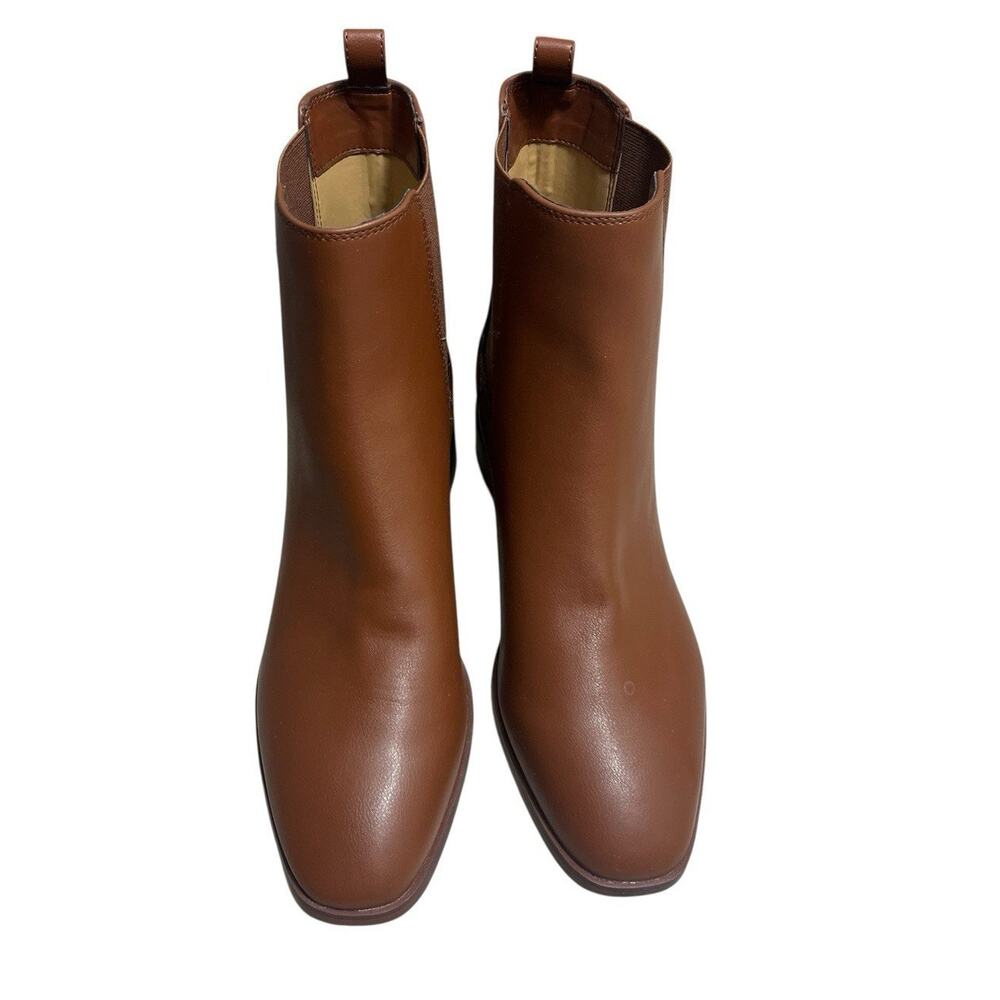 J.Crew Chelsea Boots BT277 Size 8.5 Brown Women’s Vegan Pull On Almond Toe - Picture 4 of 9